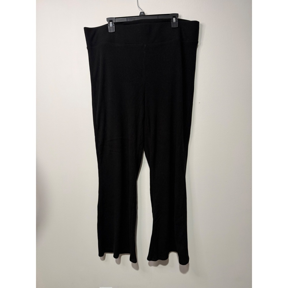 Old Navy Womens XL Black Ribbed Knit Flare Leg Lounge Pants High Rise Stretch
